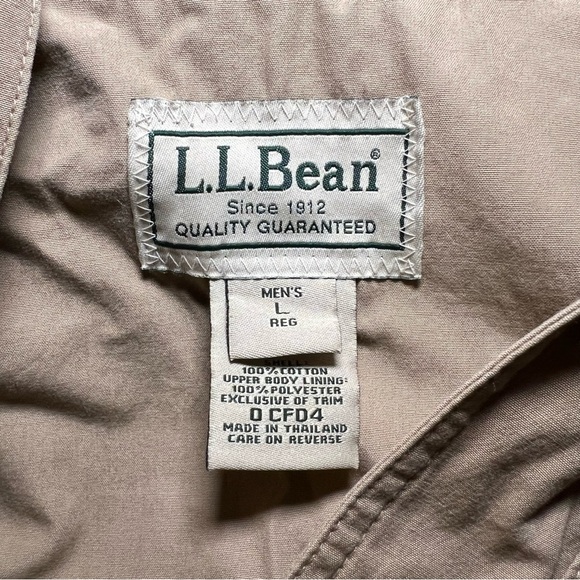 LL Bean Khaki Cargo Utility Jacket / Coat with Hood - Picture 3 of 8